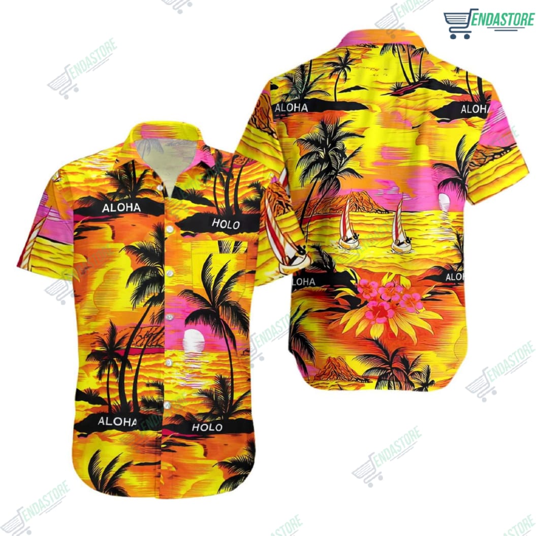 Camp Palm Tree Button Up Hawaiian Shirt