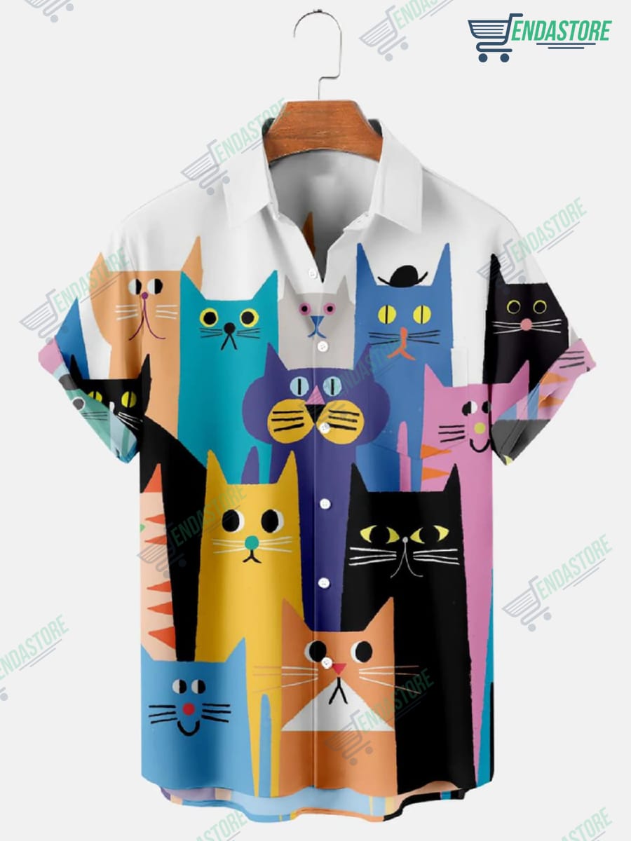 Cats Print Short Sleeve Shirt