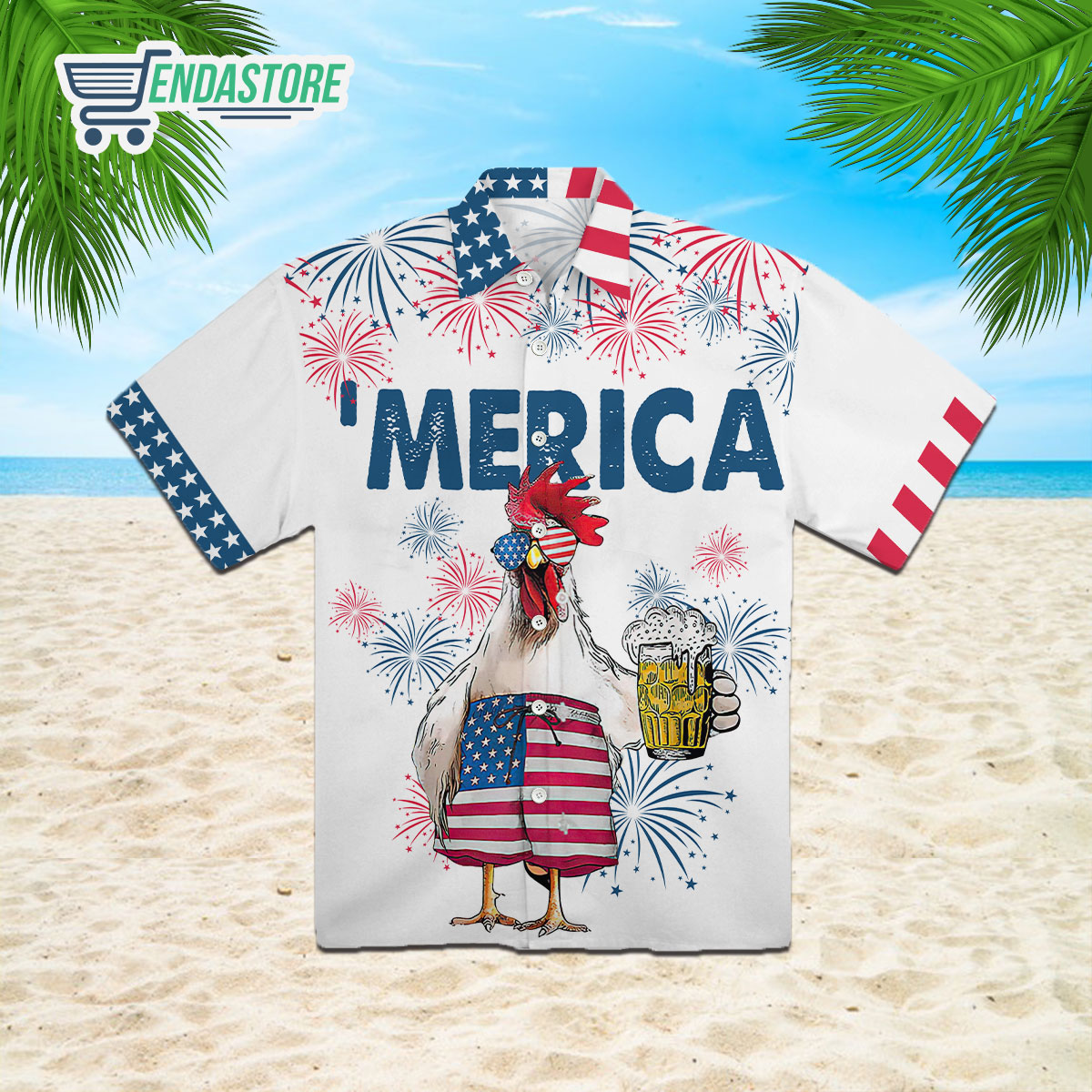 Chicken Merica 4th Of July Hawaiian Shirt