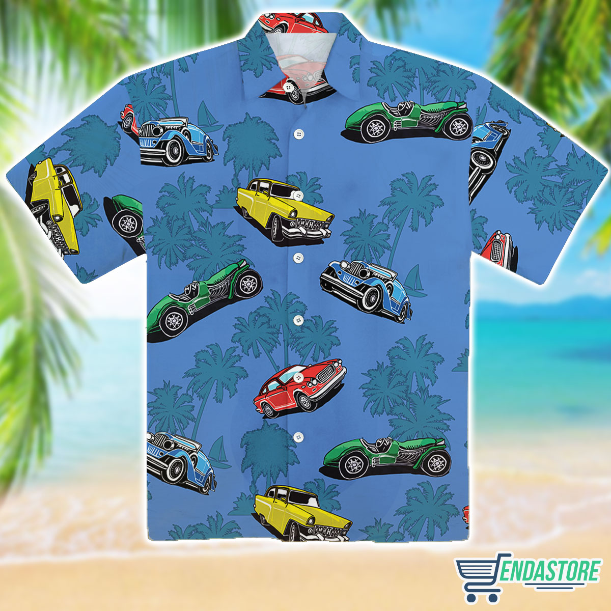 Classic Cars Button Down Hawaiian Shirt