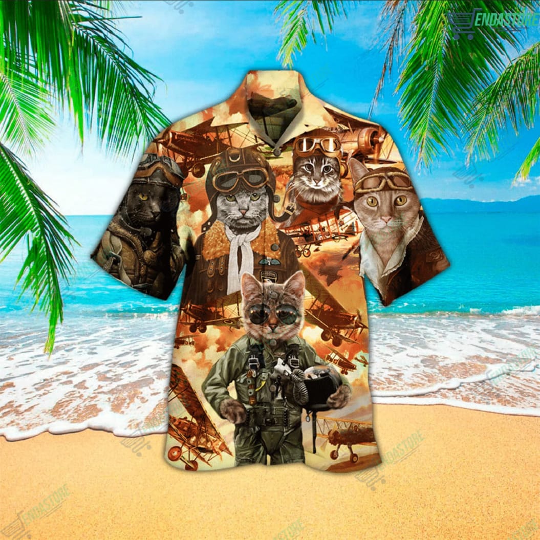 Cool Pilot Cat Hawaiian Shirt 6254