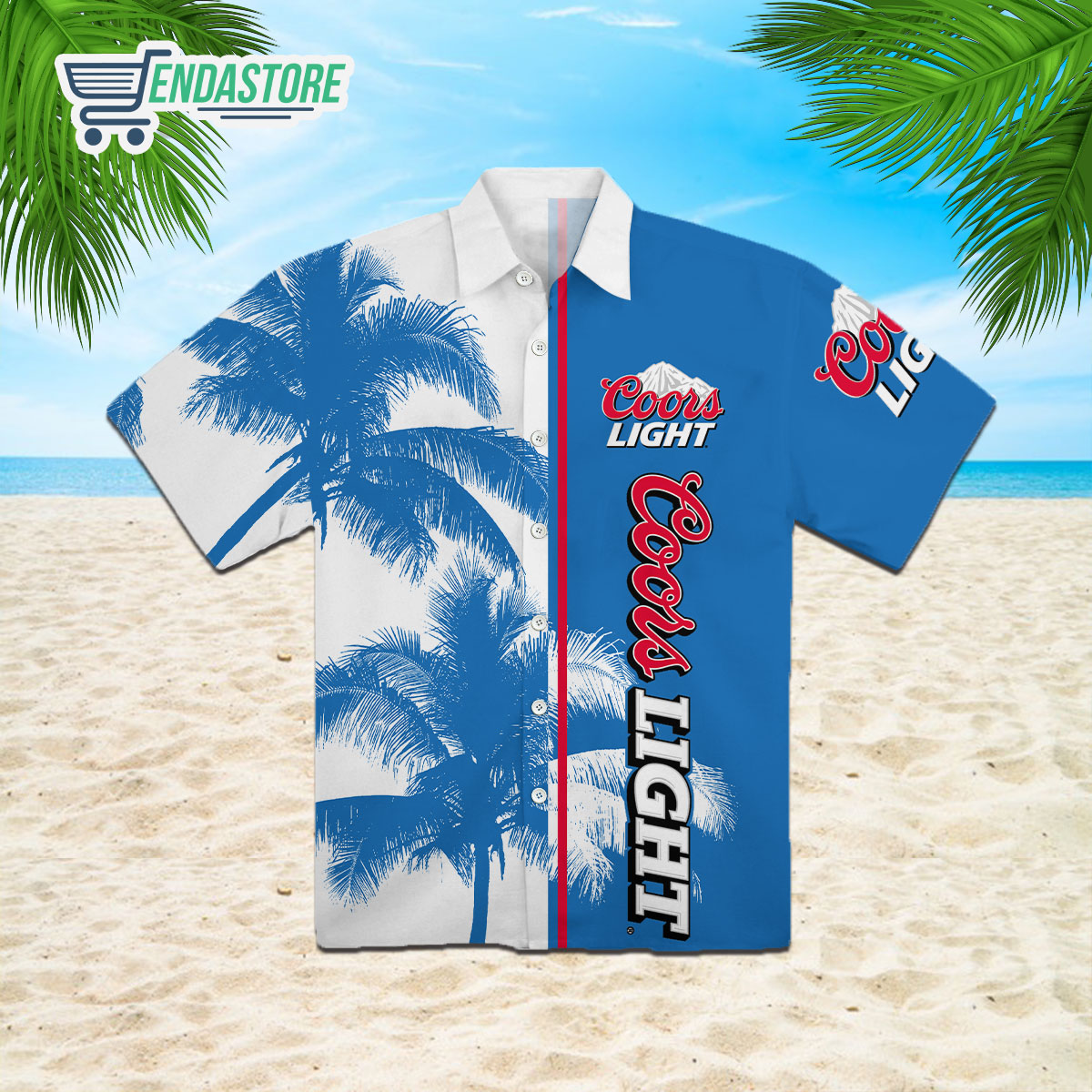 Coors Light Tropical Palm Trees Hawaiian Shirt