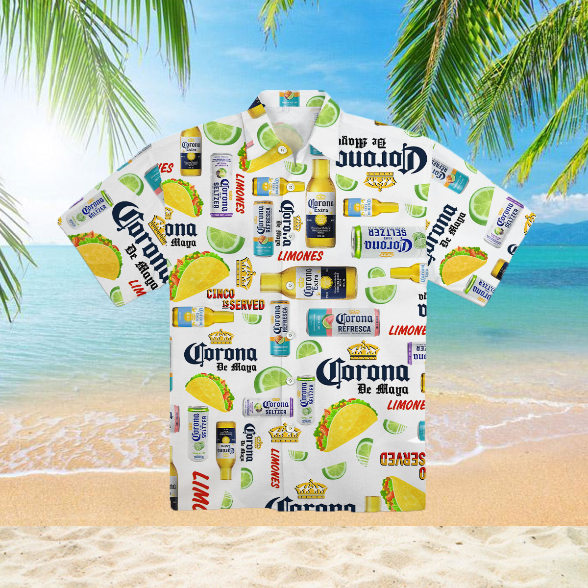 Corona Beer Button-Up Hawaiian Shirt