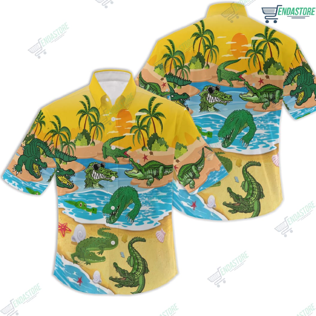 Crocodile Alligator On The Beach Hawaiian Shirt