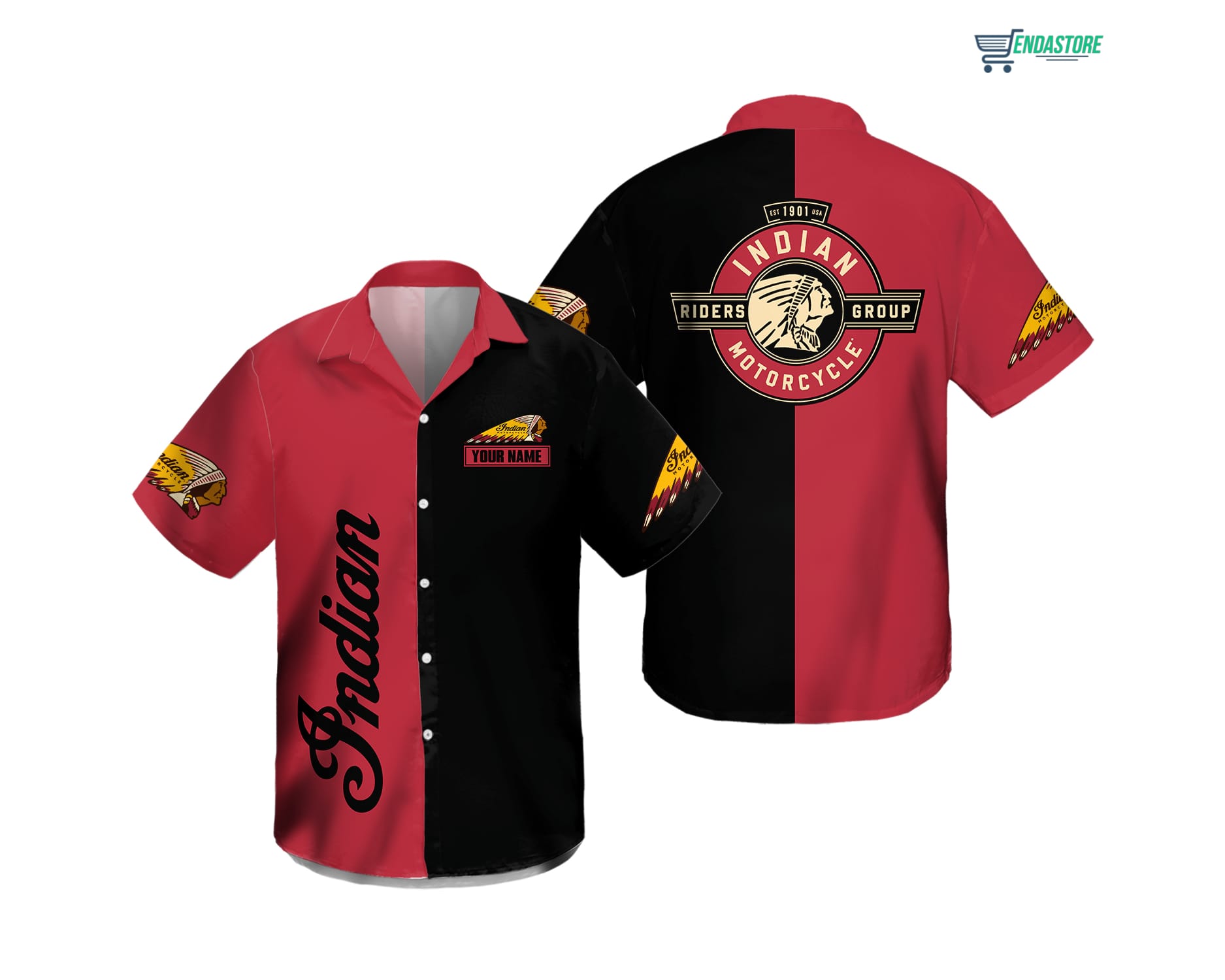 Custom Name Motorcycle Indian Hawaiian Shirt