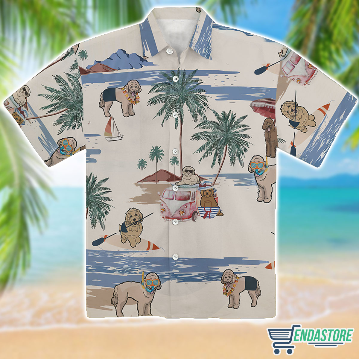 Cute Doodle Tropical Summer Beach Hawaiian T-Shirt