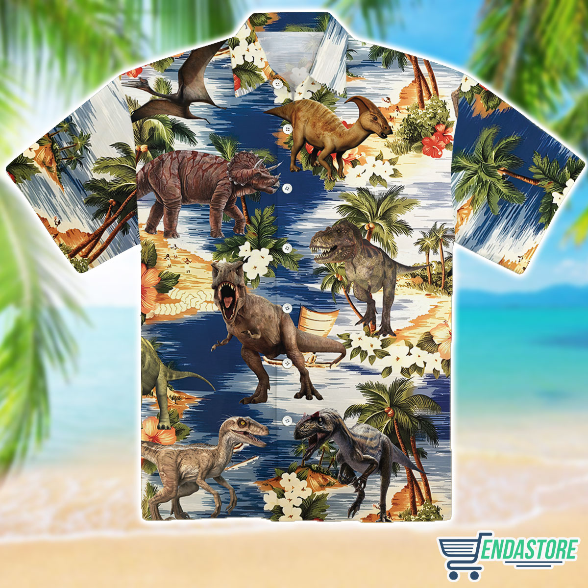 Dinosaur Tropical Hawaiian Shirt