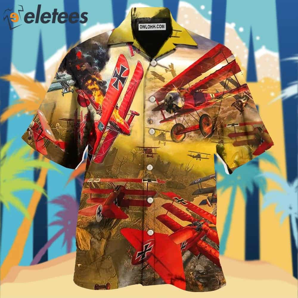 Airplane In The War Style Hawaiian Shirt