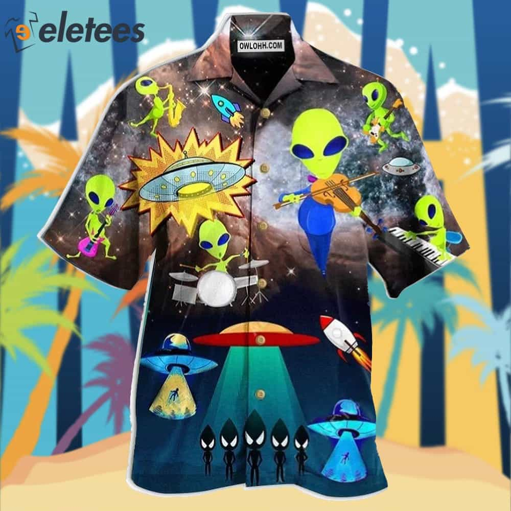 Alien With Music and Fun Hawaiian Shirt