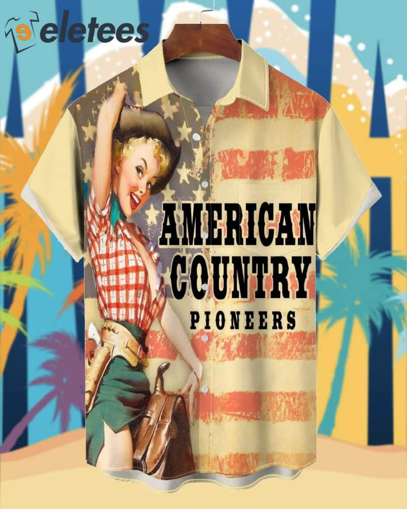 American Country Pioneers Independence Day Girls Vacation Hawaiian Shirt