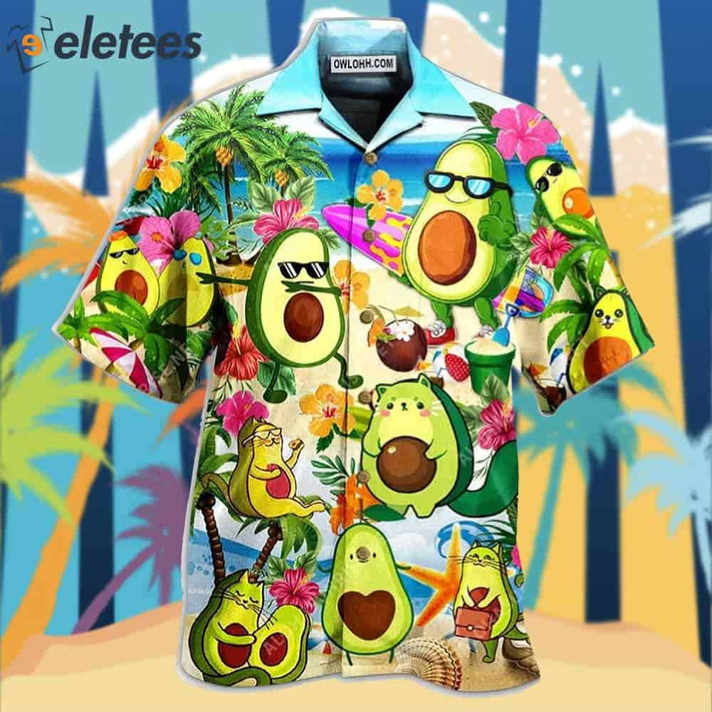 Avocado Chilling By The Beach Hawaiian Shirt