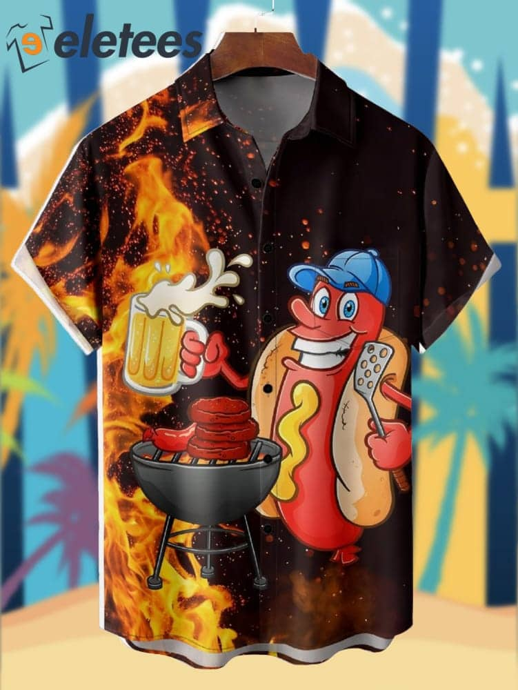 BBQ Barbecue Chef Hot Dog Cheers Breathable Hawaiian Shirt