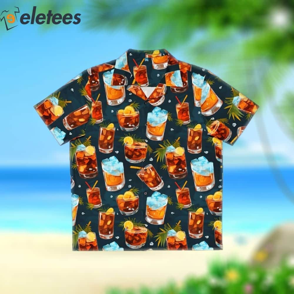 Bourbon Paradise Whiskey Lover's Hawaiian Shirt for Tropical Getaways Fun