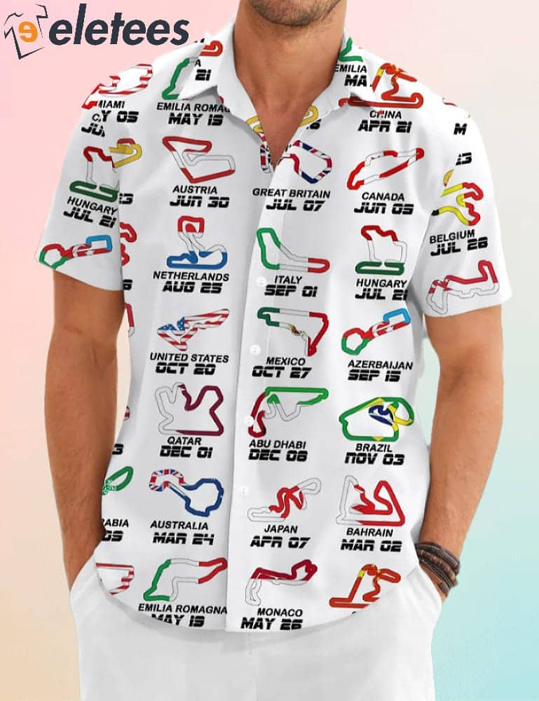 Calendar Formula Race Cars 2024 Hawaiian Shirt