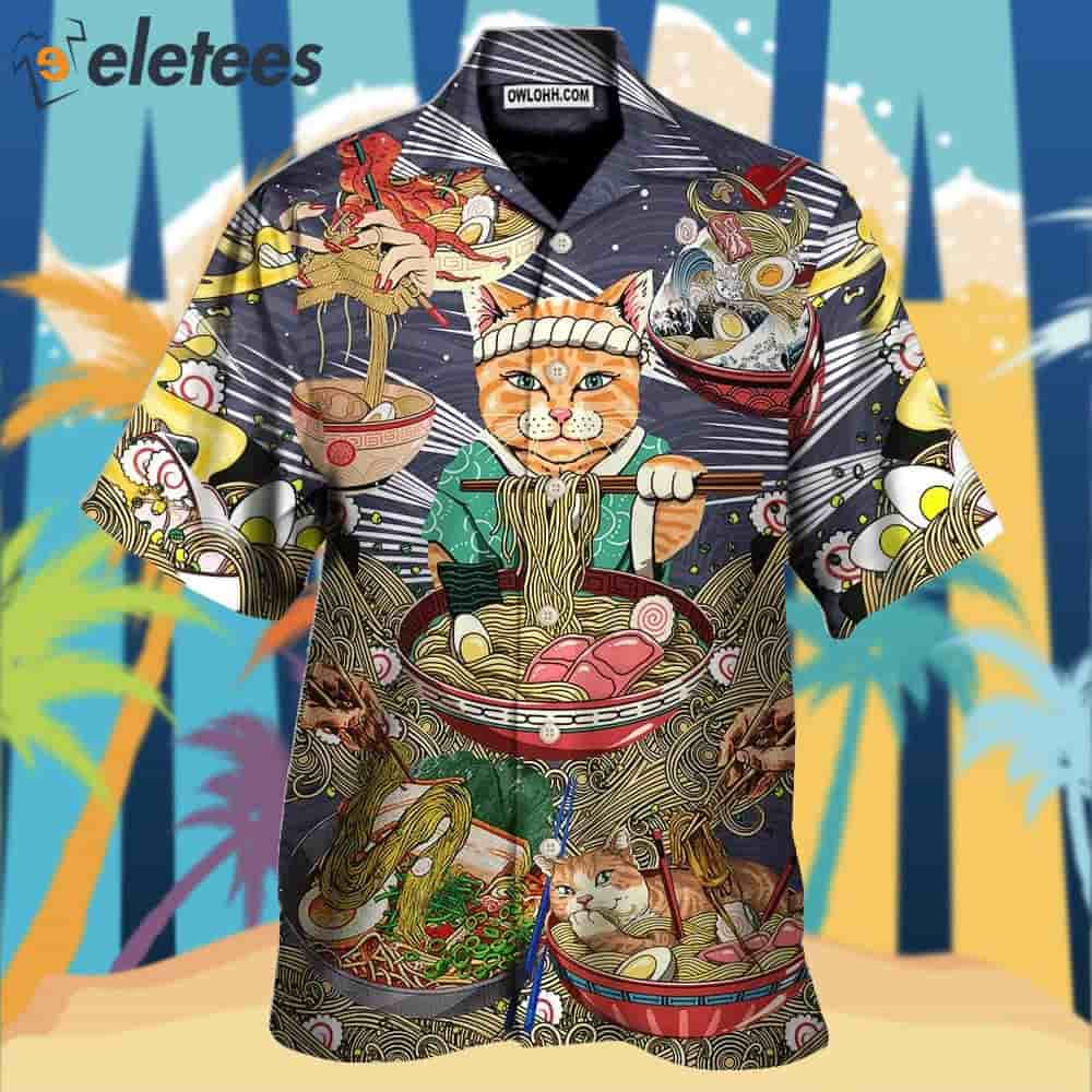 Cat Eating Ramen Lovely Hawaiian Shirt