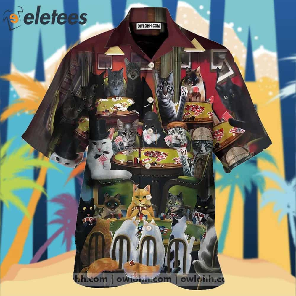 Cats Playing Poker Hawaiian Shirt