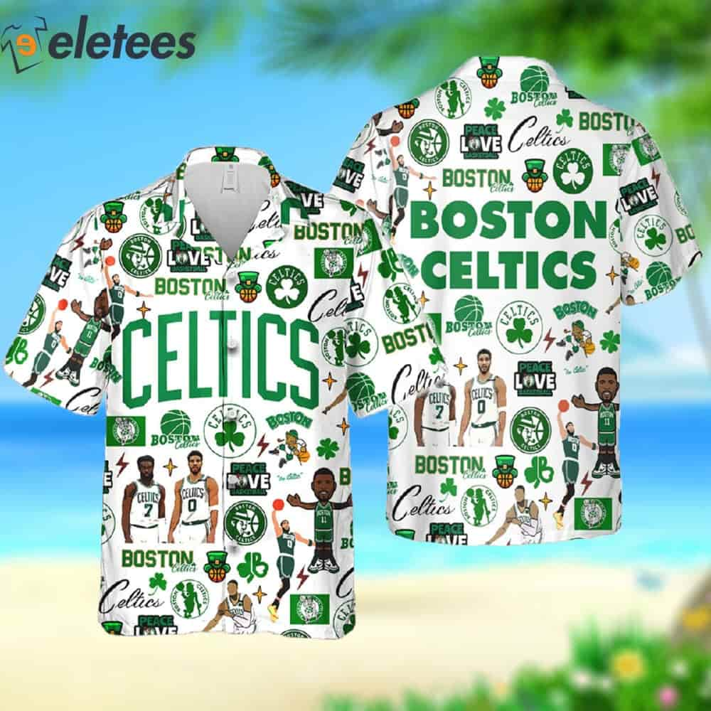 Celtics Peace Love Basketball Fan Hawaiian Shirt