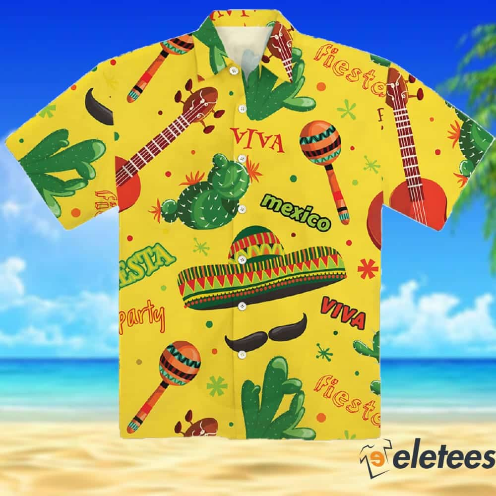 Cindo De Mayo Mexico Cactus Beach Yellow Hawaiian Shirt