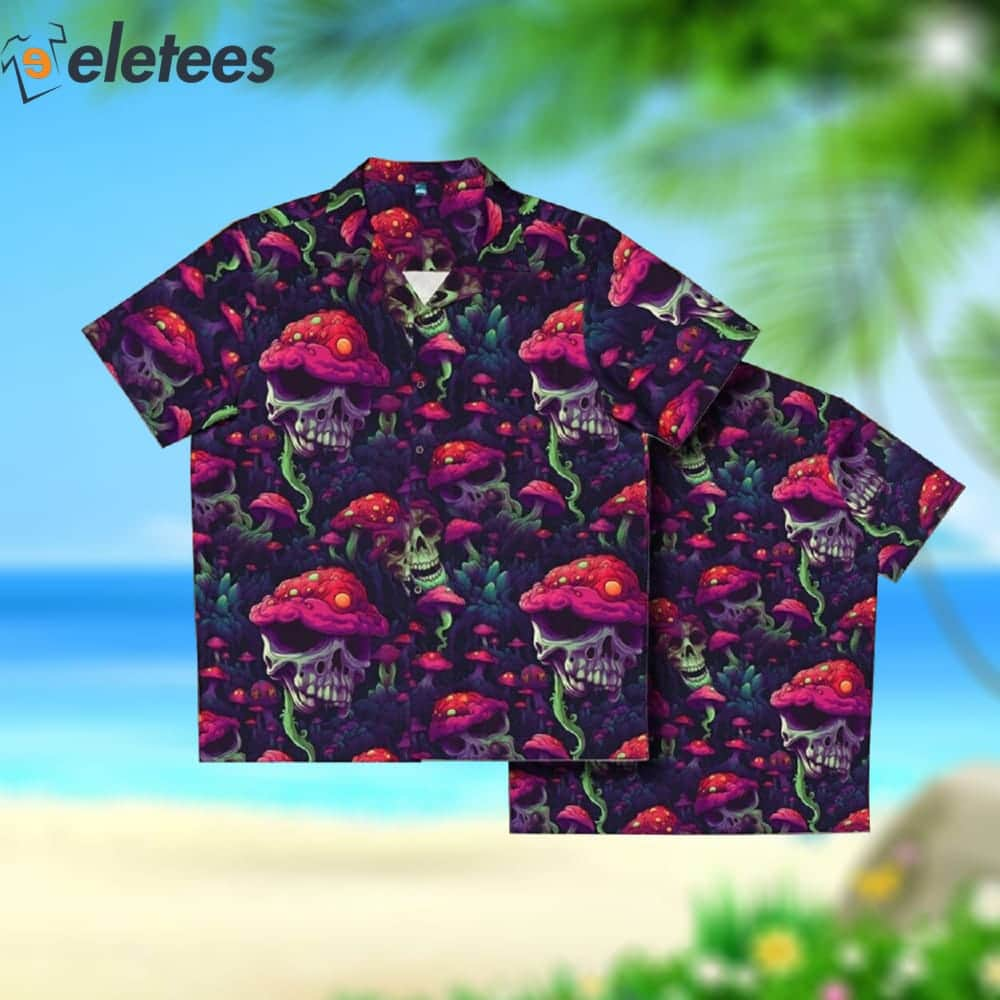 Dark Twisted Mushroom Spooky Men's Hawaiian Horror Movie Shirt