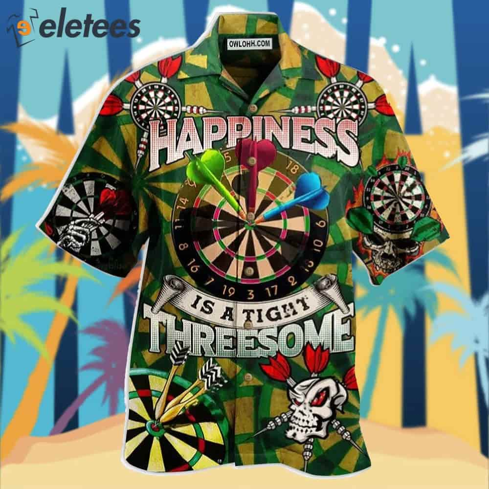 Darts Happiness Is A Tight Threesome Green Vintage Hawaiian Shirt