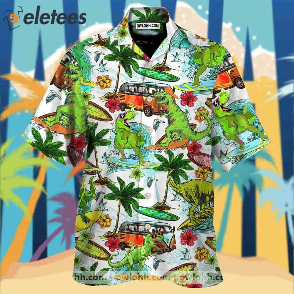 Dinosaur Surfing 3D Hawaiian Shirt