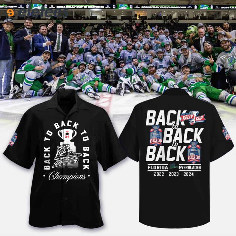 Everblades Champions 2024 Back To Back To Back Hawaiian Shirt