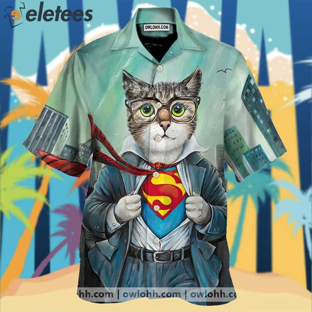 First Superman Cat In The City Hawaiian Shirt