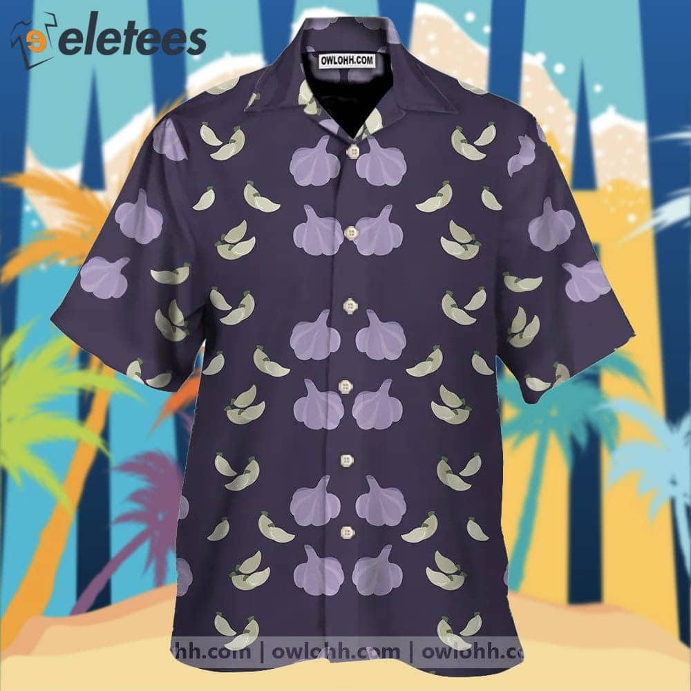 Garlic Pattern Background Theme Men's All Over Print Hawaiian Shirt