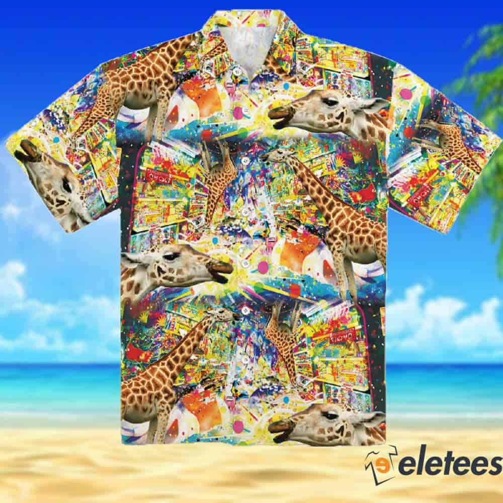 Geometric Giraffe Hawaiian Shirt