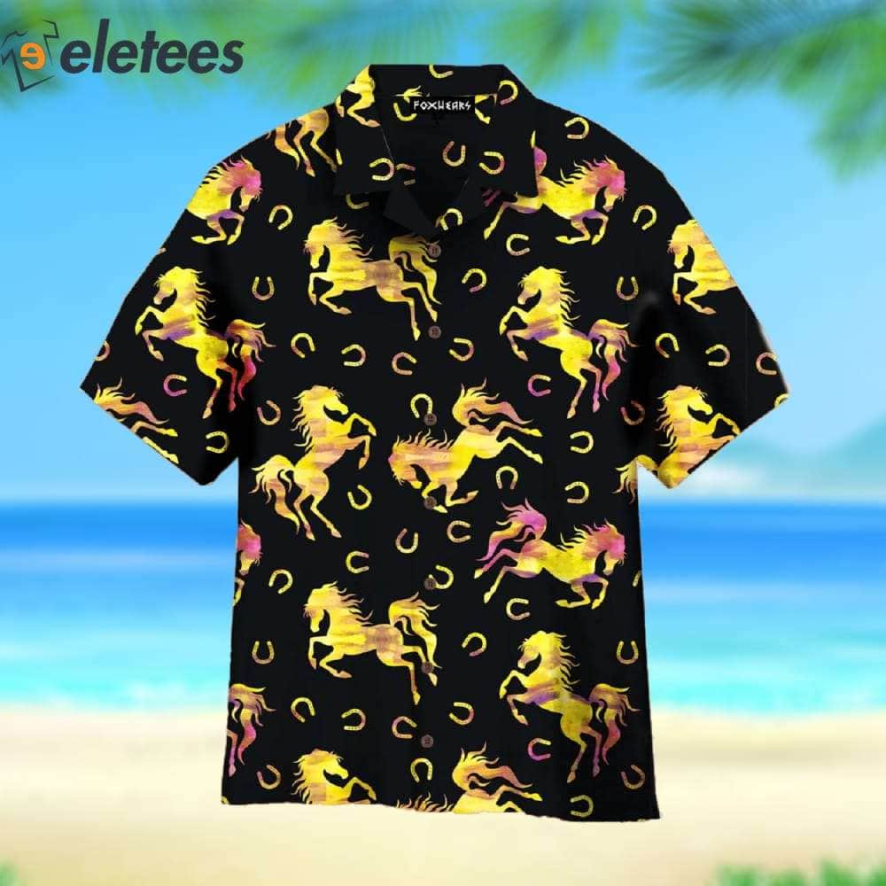 Golden Horse Racing Kentucky Derby Aloha Trendy Hawaiian Shirt