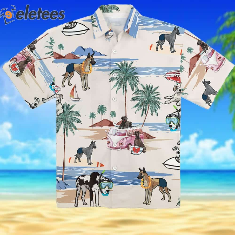 Great Dane Dog Summer Beach Hawaiian Shirt