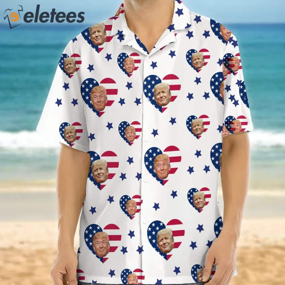 Independence Day American Trump Heart Hawaii Shirt