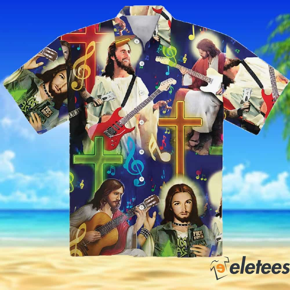 Jesus Playing Guitar Hawaiian Shirt