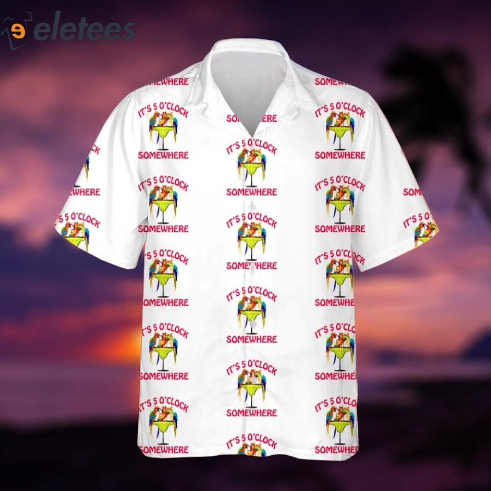 Jimmy Buffett It's 5 O'clock Somewhere Parrot Heads Hawaiian Shirt