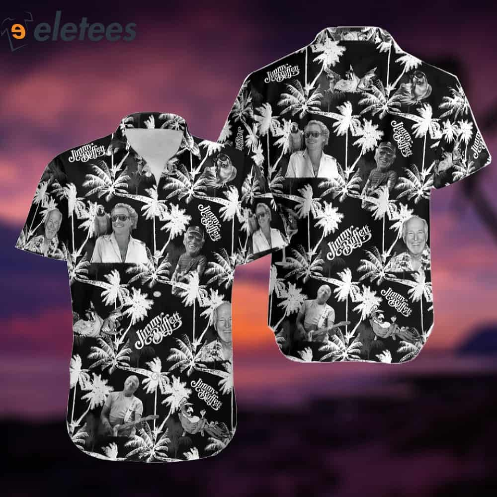 Jimmy Buffett Tropical Black And White Hawaiian Shirt