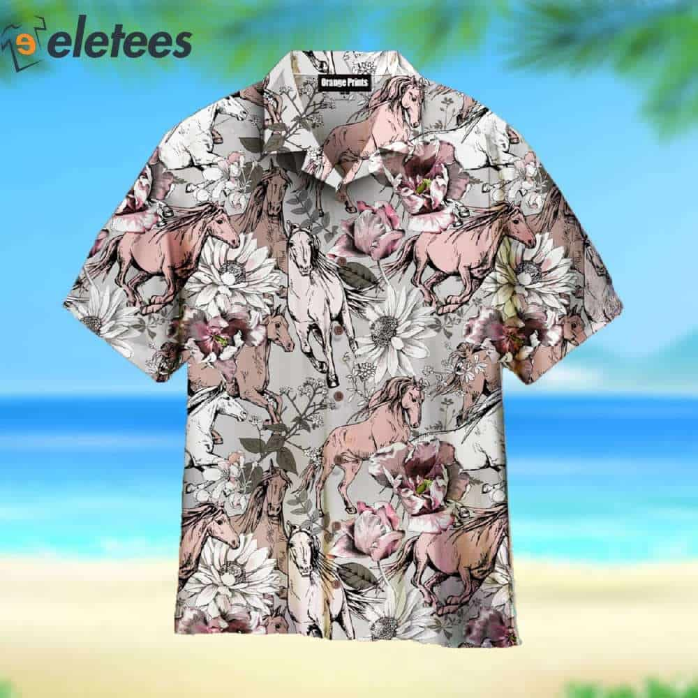 Kentucky Derby Floral Horses Trendy Hawaiian Shirt