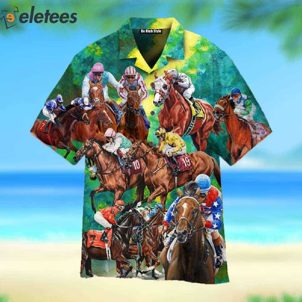 Kentucky Derby Horse Racing Aloha Hawaiian Shirt