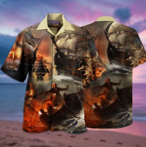 Amazing Fighting Pirate Ships Hawaiian Shirt Hw4234