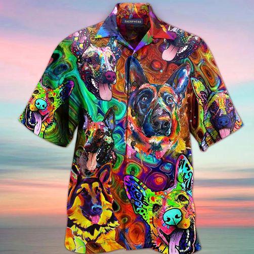 Amazing German Shepherd Colorfull Hippie Hawaiian Shirt Hw3944