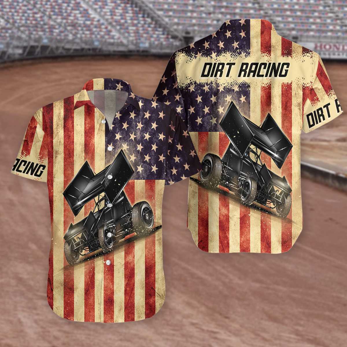 American Flag Dirt Racing Hawaiian Shirt Hw3858