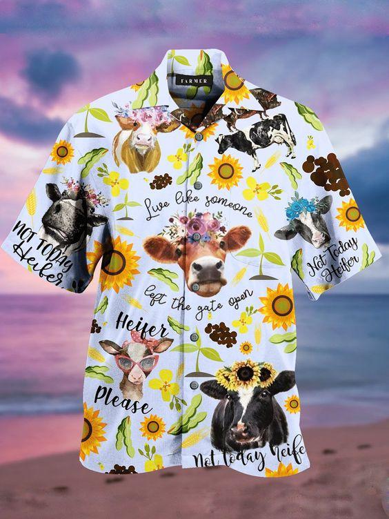 Animal Cotton-Blend Collar Shirts Tops Hawaiian Shirt Hw4048