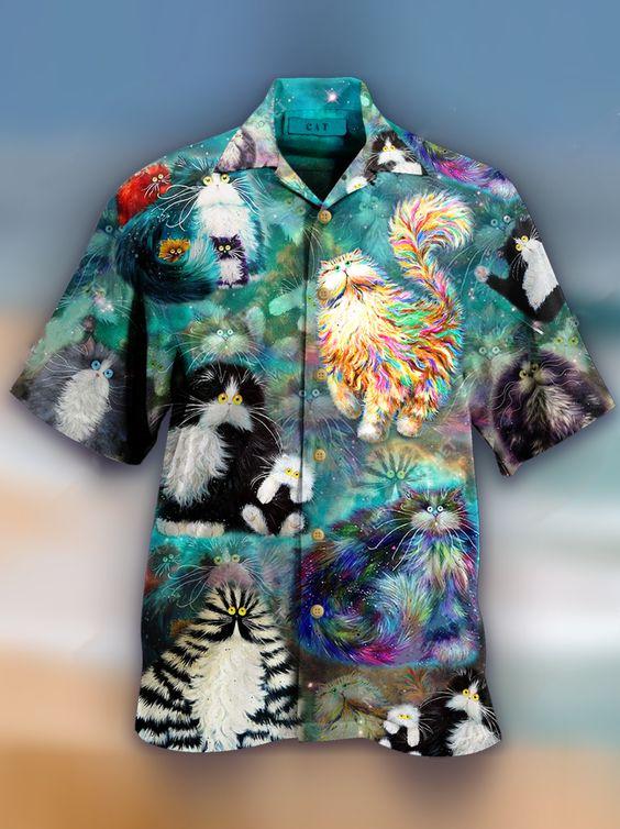 Animal Printed Men'S Floral Hawaiian Shirt Hw4047