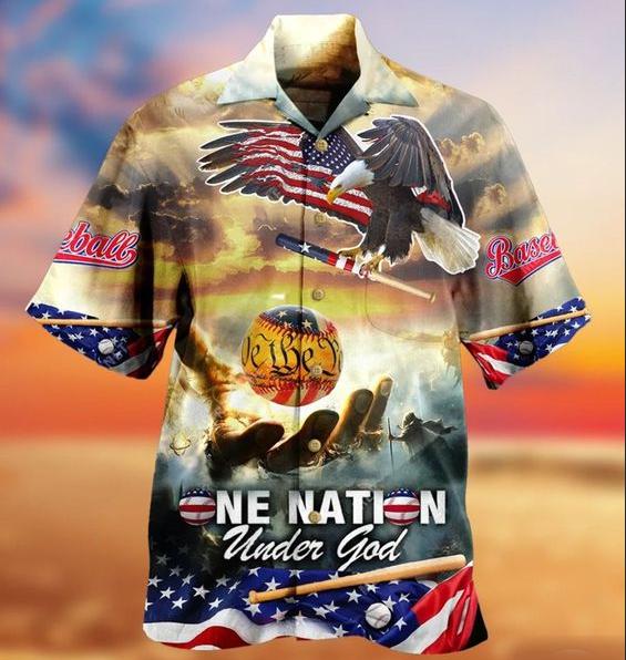 Baseball One Nation Under God Hawaiian Shirt Hw4012