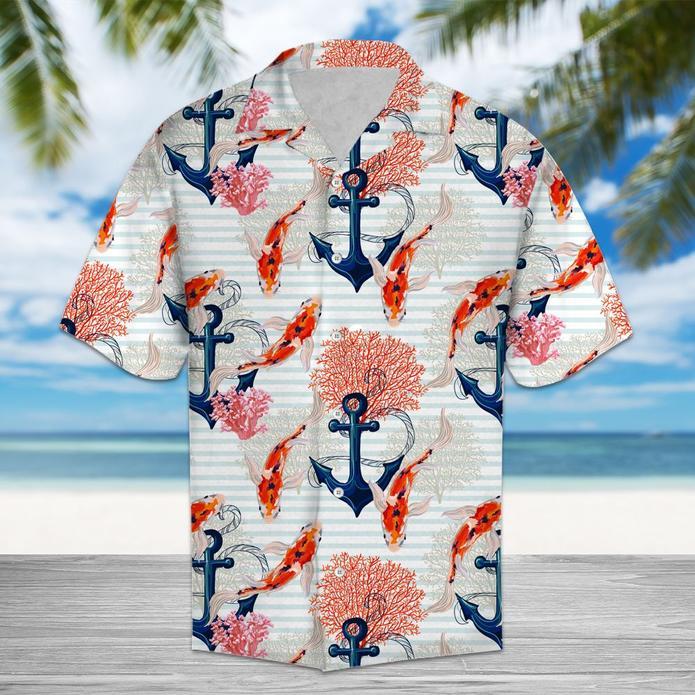 Beautiful Koi Fish And Anchor Hawaiian Shirt Hw5757