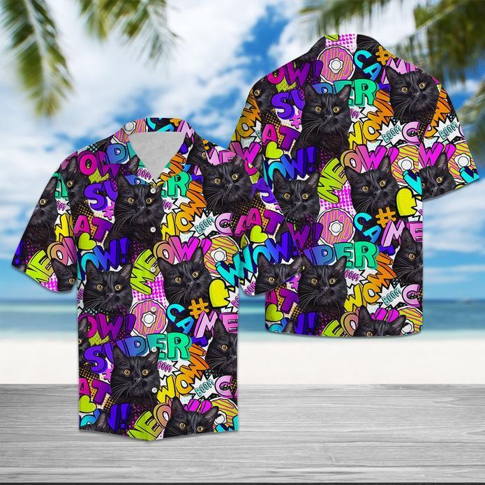 Black Cat Pop Art Hawaiian Shirt Hw5396