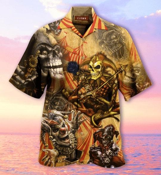 Blood A King In Heart Clown Skull Halloween Hawaiian Shirt Hw3869