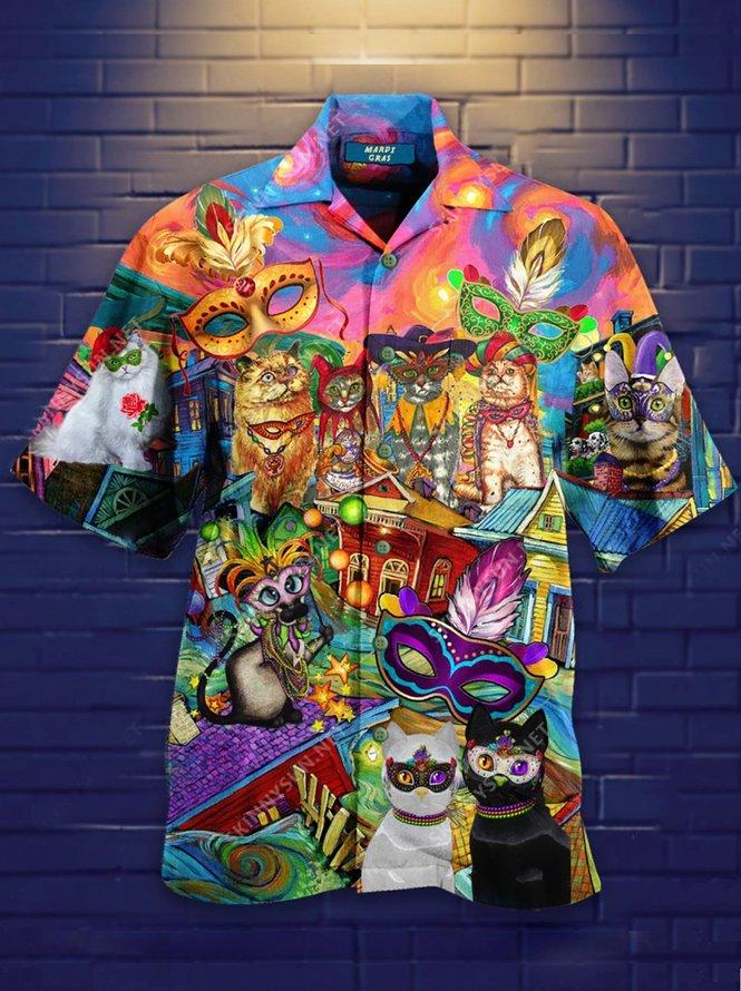 Cats Mardi Gras Carnival Hawaiian Shirt Hw4596