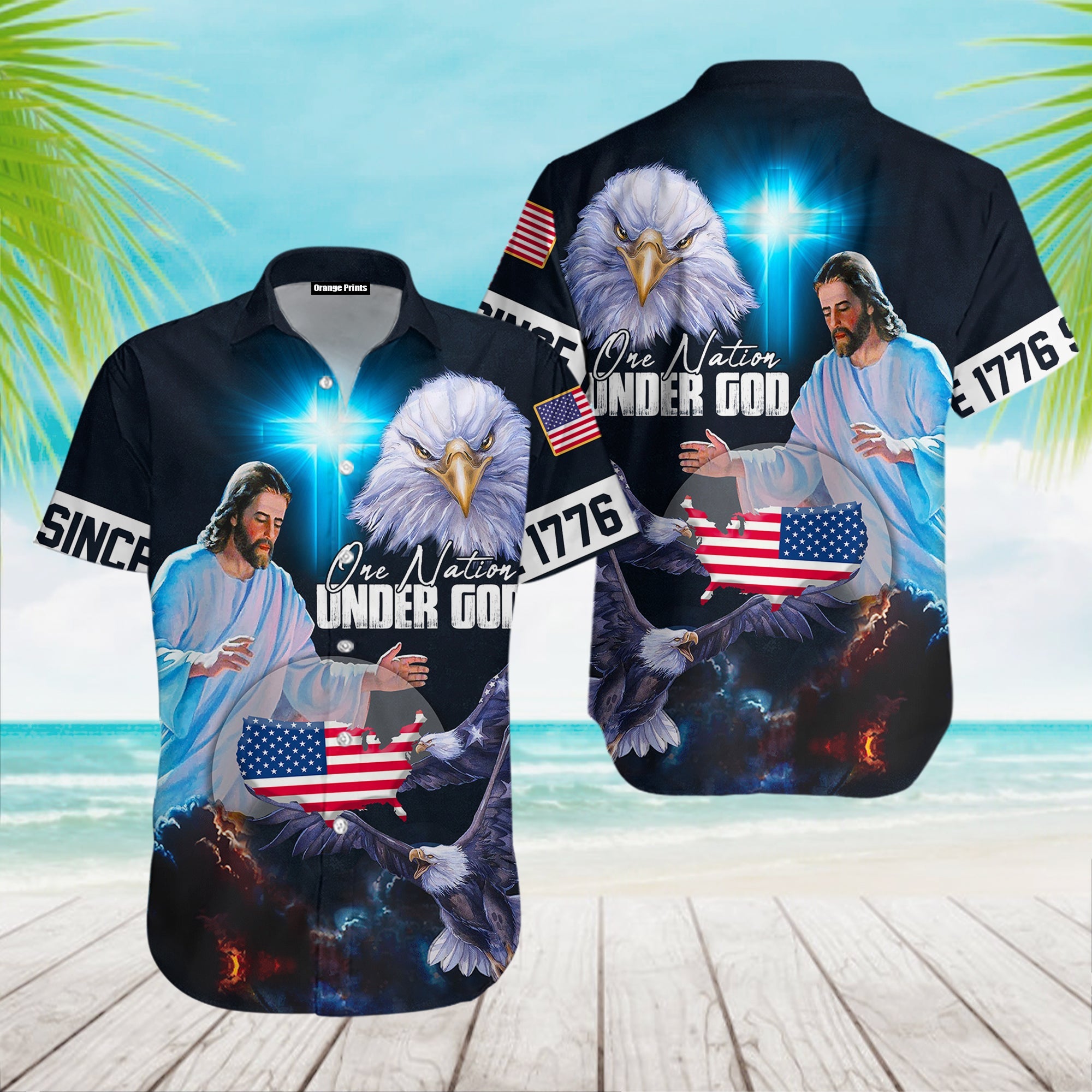 Christian Jesus One Nation Under God Since 1776 Hawaiian Shirt Hw4031