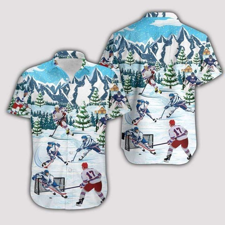 Christmas Let'S Play Hockey Hawaiian Shirt Hw4573