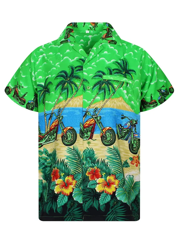 Coconut Tree And Motobike Hawaiian Shirt Hw4305